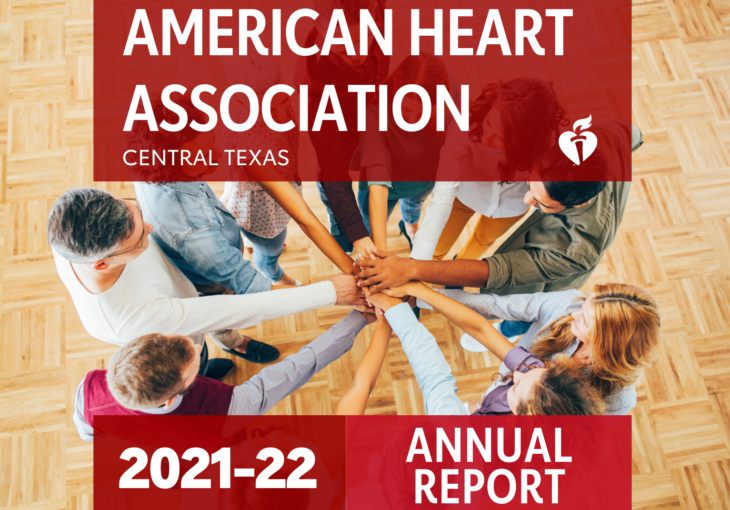 Annual Report cover with hands in the middle of a circle